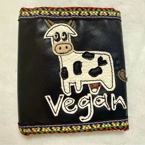 Vegan Cow handcrafted Black Wallet
